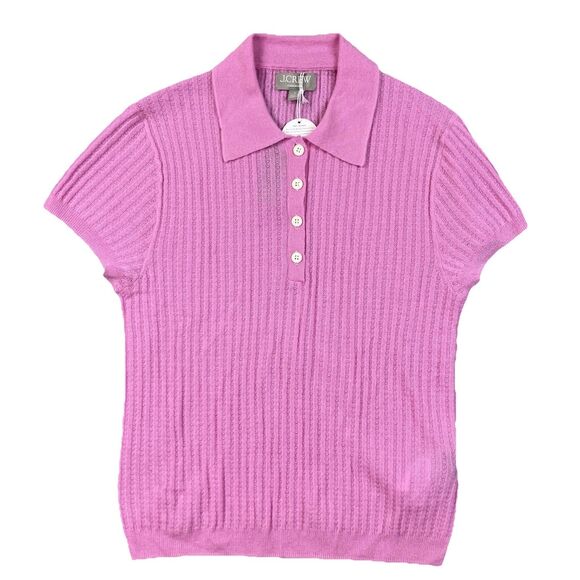 J. Crew Sweaters - J.Crew Cashmere Cardigan Womens M Pink Featherweight Pointelle Sweater Polo